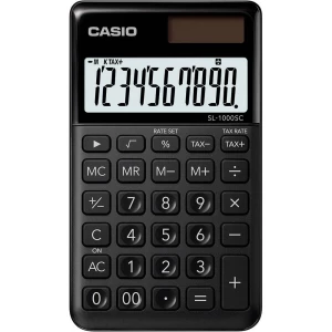 Casio SL-1000SC-BK džepni kalkulator crna Zaslon (broj mjesta): 10 solarno napajanje, baterijski pogon (Š x V x D) 71 x 9 x 120 mm slika