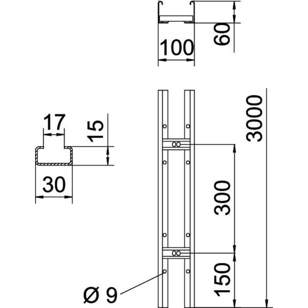 OBO Bettermann 6209608 ljestva za kabele (D x Š x V) 3 m x 100.00 mm x 60.00 mm 3 m slika