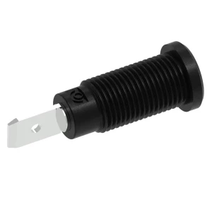 Sigurnosna banana utičnica Ø2 mm s okruglom maticom Ø10 mm, ravni spojni jezičak 4,8x9 mm, crna Electro PJP 228-2-I-CD1-N sigurnosna ugrađena utičnica   crna 1 St. slika