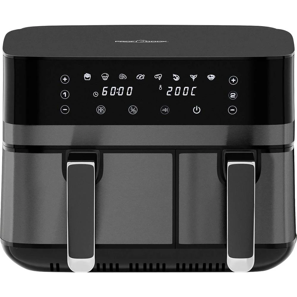 Profi Cook PC-FR 1295 H friteza na vrući zrak 9 l 2700 W 2 odvojena termostata crna, inox slika