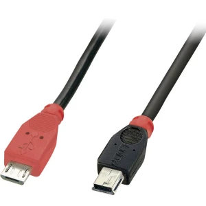 LINDY USB 2.0 Priključni kabel [1x Muški konektor USB 2.0 tipa Micro B - 1x Muški konektor USB 2.0 tipa Mini B] 0.5 m Crna s OTG slika