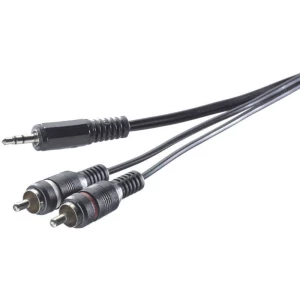 SpeaKa Professional-Činč/JACK audio priključni kabel [2x činč utikač - 1x JACK utikač 3.5 mm] 5 m crn slika