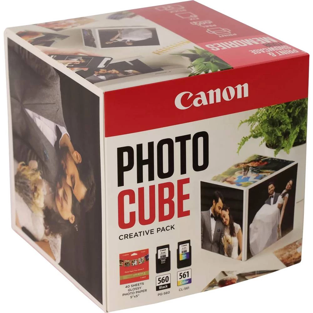 Canon set foto kockica PG-560+CL-561 original kombinirano pakiranje crna, u boji, bijela, fluorescentno ružičasta 3713C0 slika