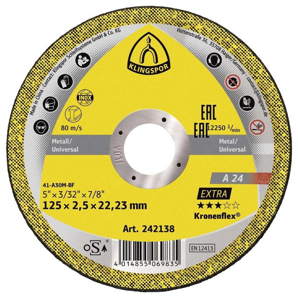 Klingspor A 24 Extra 242138 rezna ploča ravna 125 mm 25 kom. metal slika