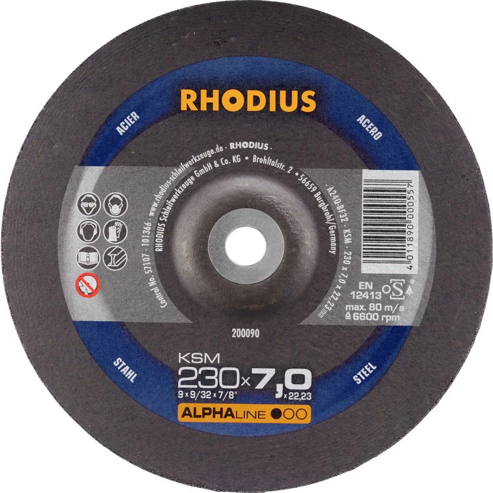 Rhodius 200090 brusna ploča promjer 230 mm Promjer bušotine 22.23 mm čelik 1 St. slika