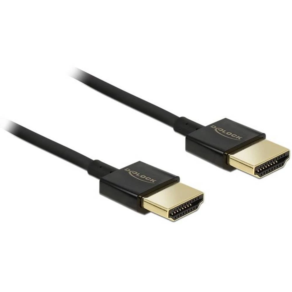 Delock HDMI priključni kabel HDMI A utikač 2 m crna 84773 pozlaćeni kontakti, 4K UHD, sukani, trostruko zaštićen HDMI ka slika