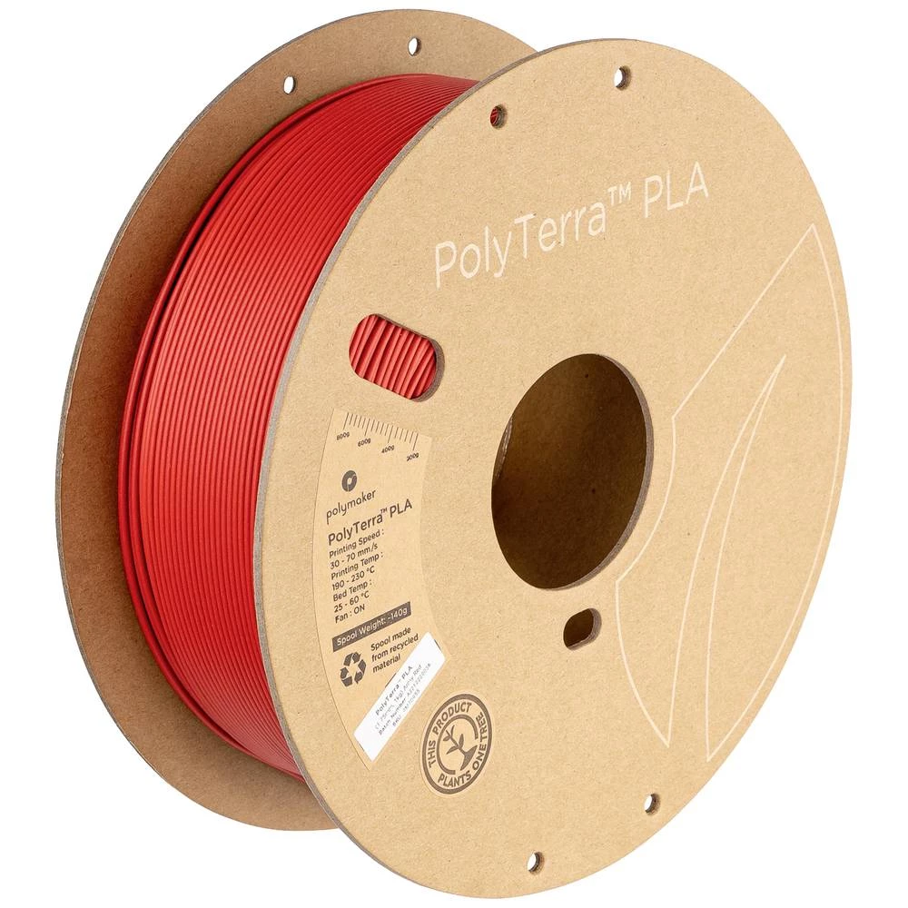 Polymaker PM70955 Regular 3D pisač filament PLA manji sadržaj plastike, mat 1.75 mm 1000 g vojničko crvena boja PolyTerr slika