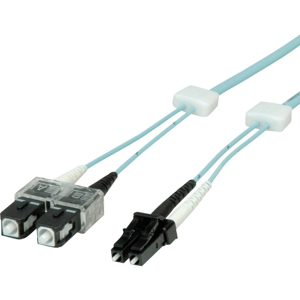 Easylan LSD32100030 staklena vlakna svjetlovodi priključni kabel 3.00 m tirkizna Multimode OM3 slika