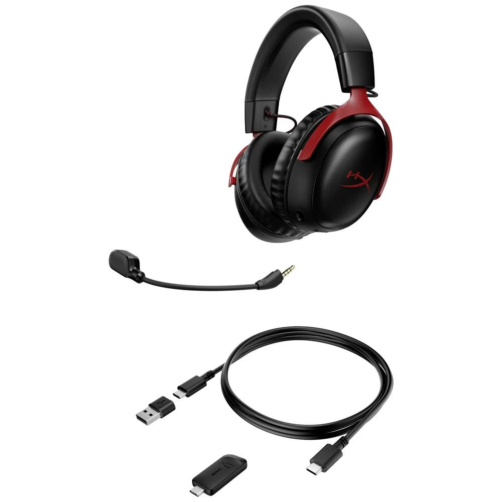 HyperX Cloud III WL BLK/RED GAM HS igre Over Ear Headset bežični stereo crna/crvena slika