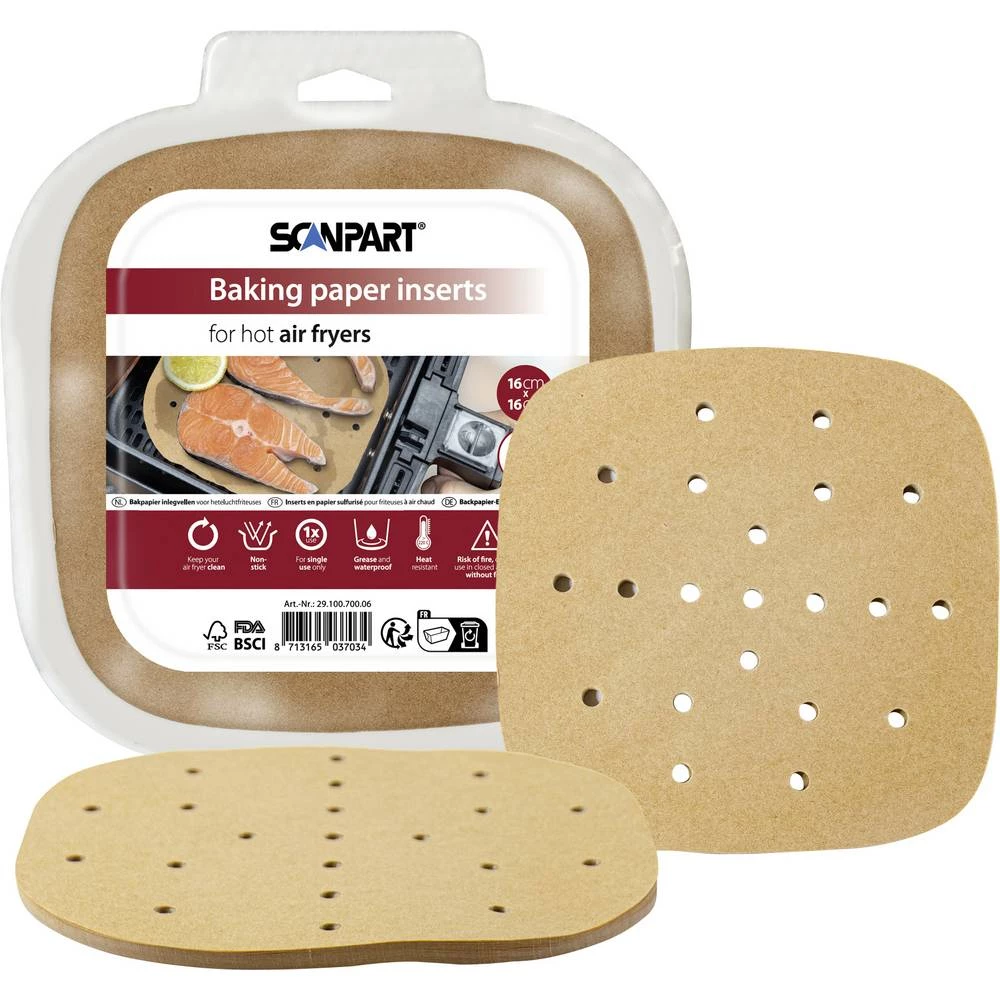 ScanPart 2910070006 Papir za fritezu na vrući zrak perforiran. 16x16 cm slika