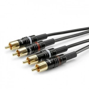 Hicon HBP-C2-0150 utičnica / Cinch audio priključni kabel [2x - 2x muški cinch konektor] 1.50 m crna slika