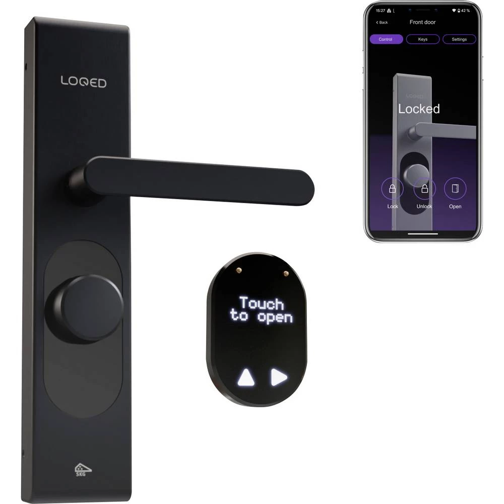 Shelly LOQED Touch Smart Lock Black Edition pogon zaključavanja vrata, kontrola otvarača vrata Bluetooth, Wi-Fi slika