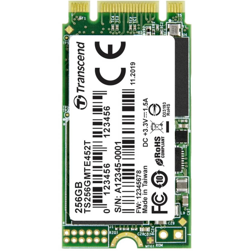 Transcend MTE452T 256 GB unutarnji M.2 PCIe NVMe SSD 2242 M.2 NVMe PCIe 3.0 x2 maloprodaja TS256GMTE452T slika
