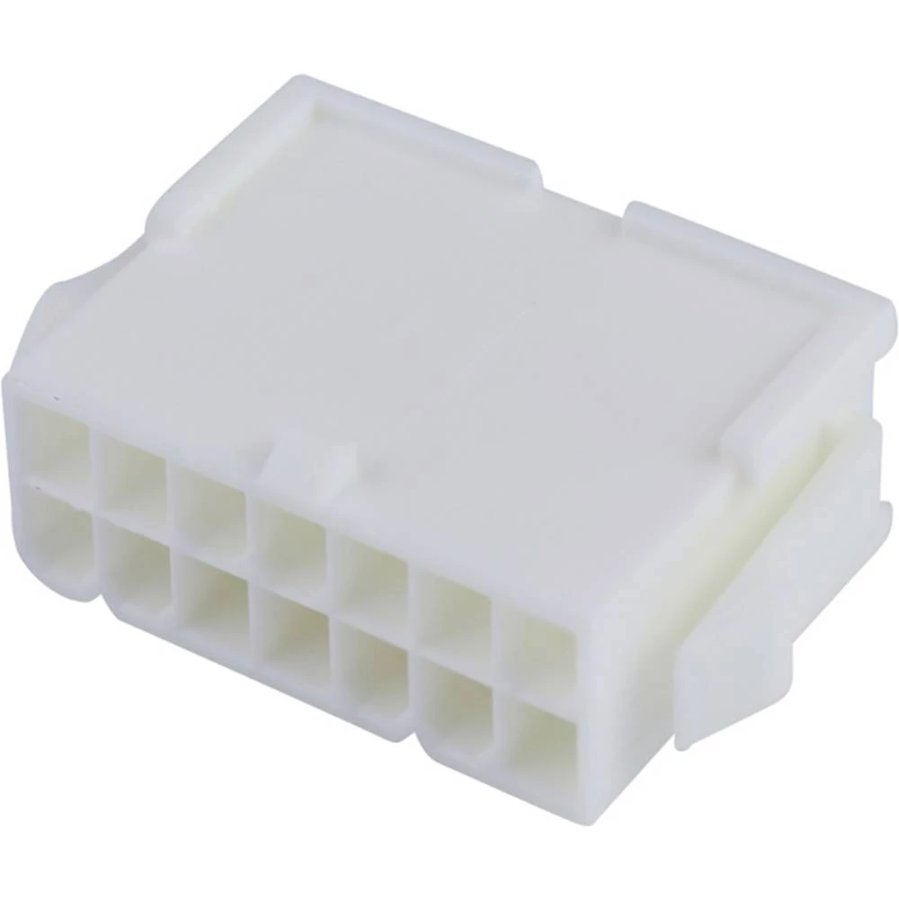 Molex 39012146 Mini-Fit Jr. Plug Housing, Dual Row, 14 Circuits, UL 94V-0, with Panel Mounting Ears, Natural slika