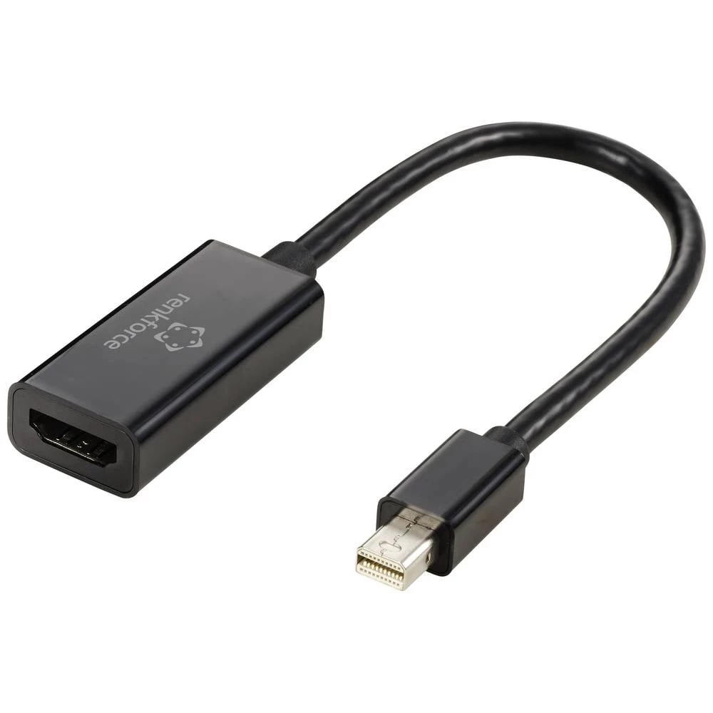 Renkforce Mini-DisplayPort adapterski kabel HDMI A utičnica 0.16 m crna RF-5947252 pozlaćeni kontakti DisplayPort kabel slika