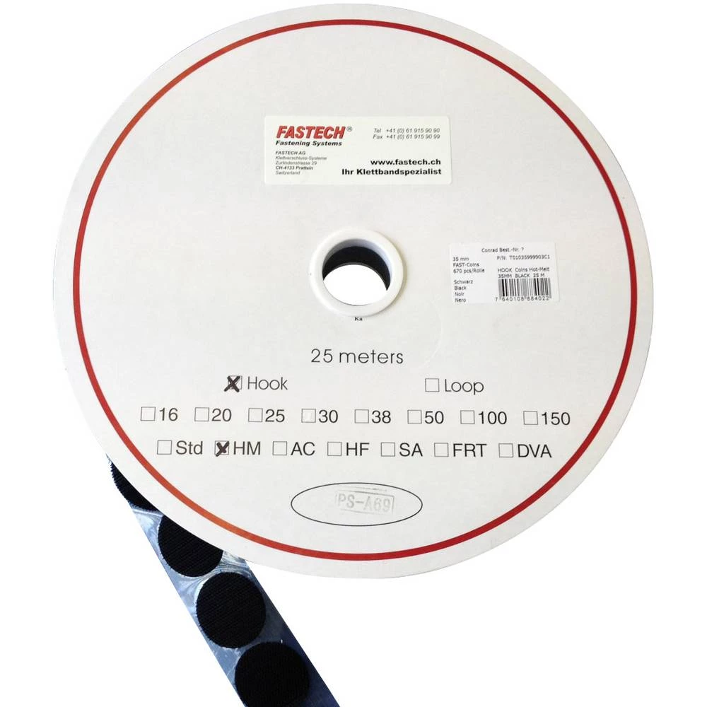 FASTECH® okrugli prianjajući nastavak za lijepljenje vrućom talinom statički dio (Ø) 47 mm crna 5 m slika