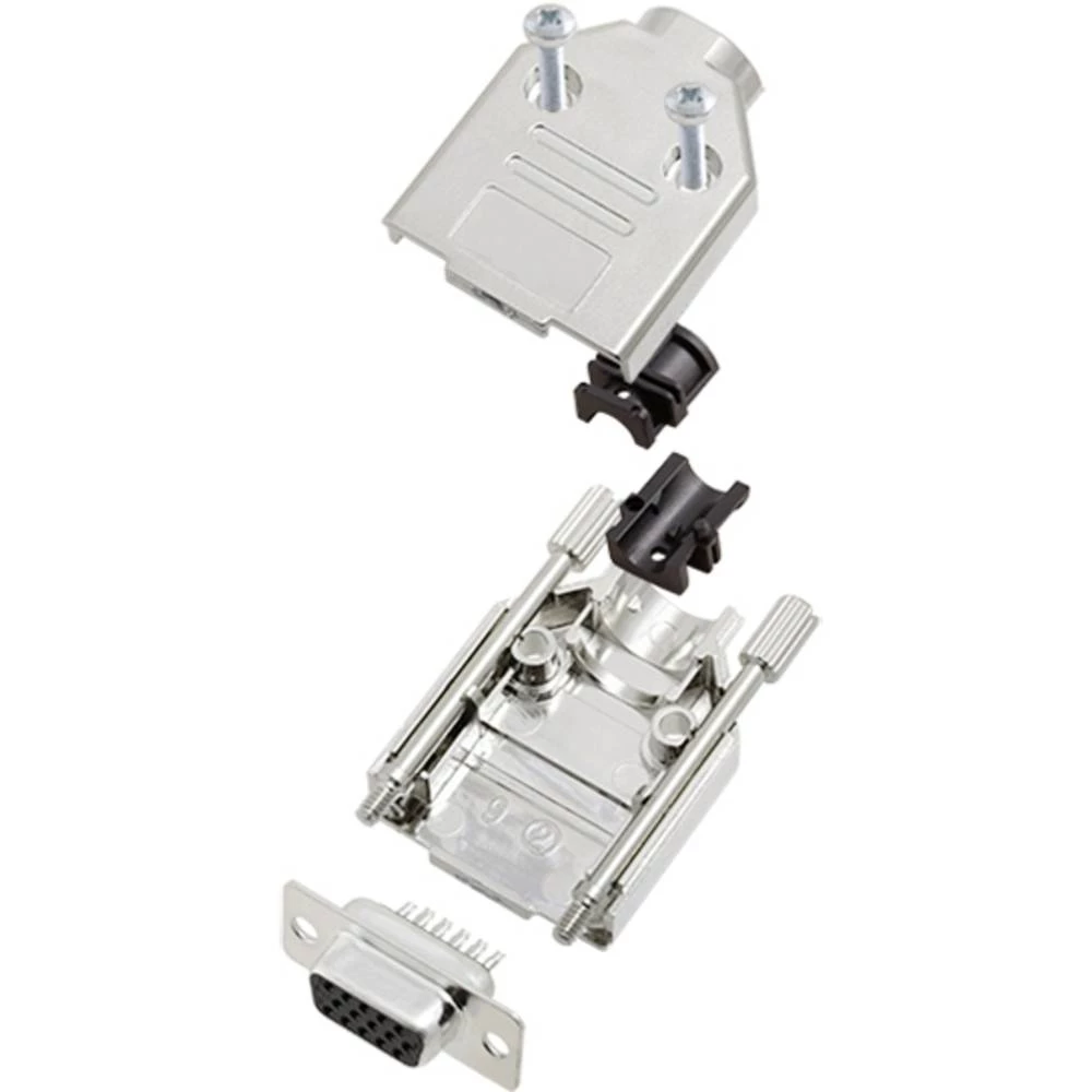 Višestruki ženski konektor D-SUB komplet 180 ° Broj polova: 15 Lemni kup TRU COMPONENTS TCDTPKM09HDS15K 1 ST slika