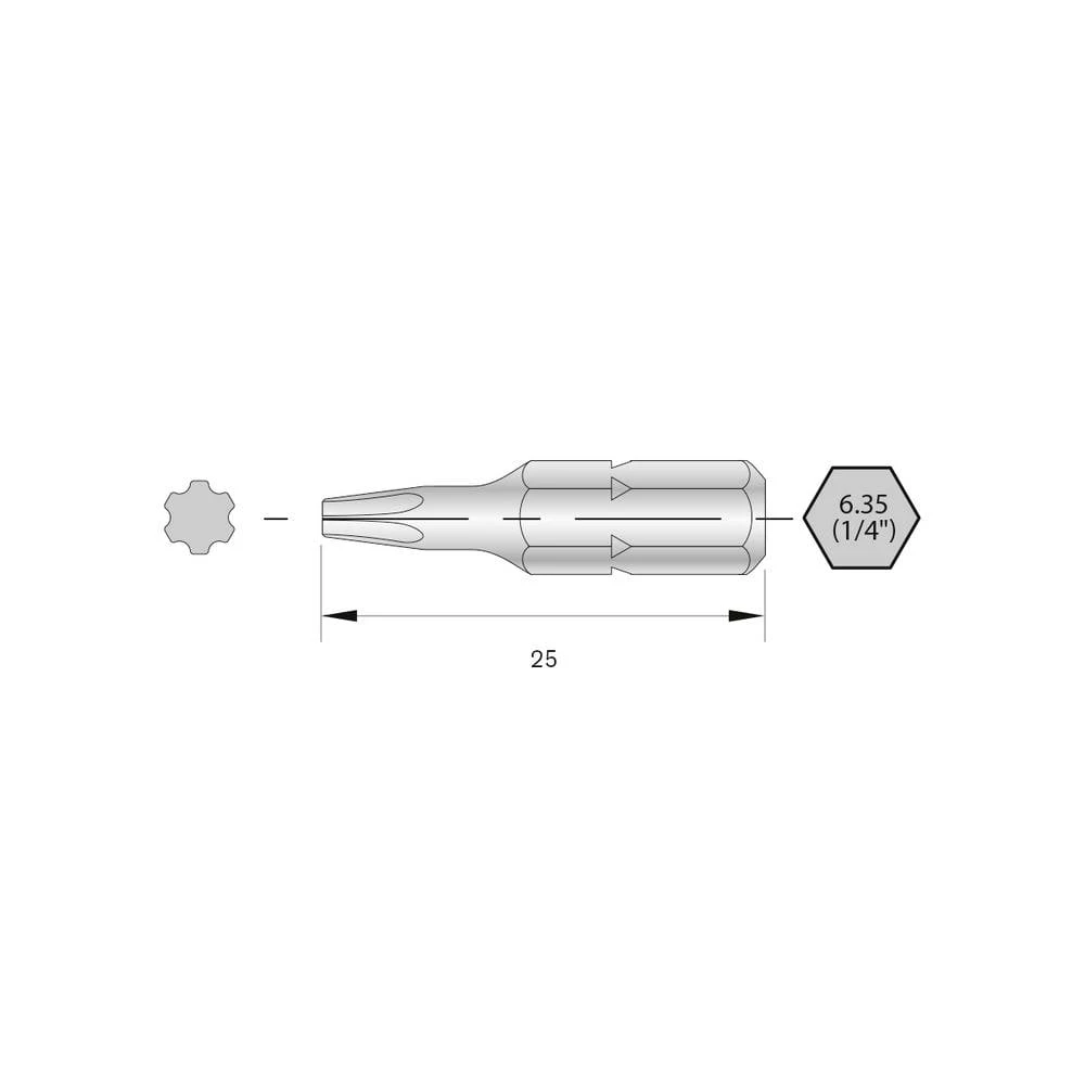 Bernstein Tools for Electronics 6-IP20-25 Torx bit HRC čelik visoko legirani C 6.3 6 kom. slika
