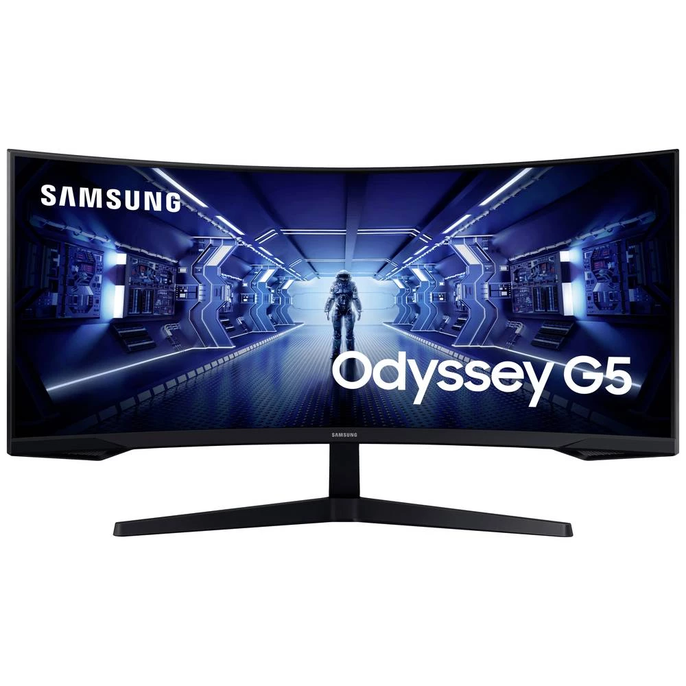 Samsung Odyssey G5 C34G55TWWP LED zaslon 86.4 cm (34 palac) Energetska učinkovitost 2021 G (A - G) 3440 x 1440 piksel UWQHD 1 ms DisplayPort, HDMI™, slušalice (3.5 mm jack) VA LCD slika