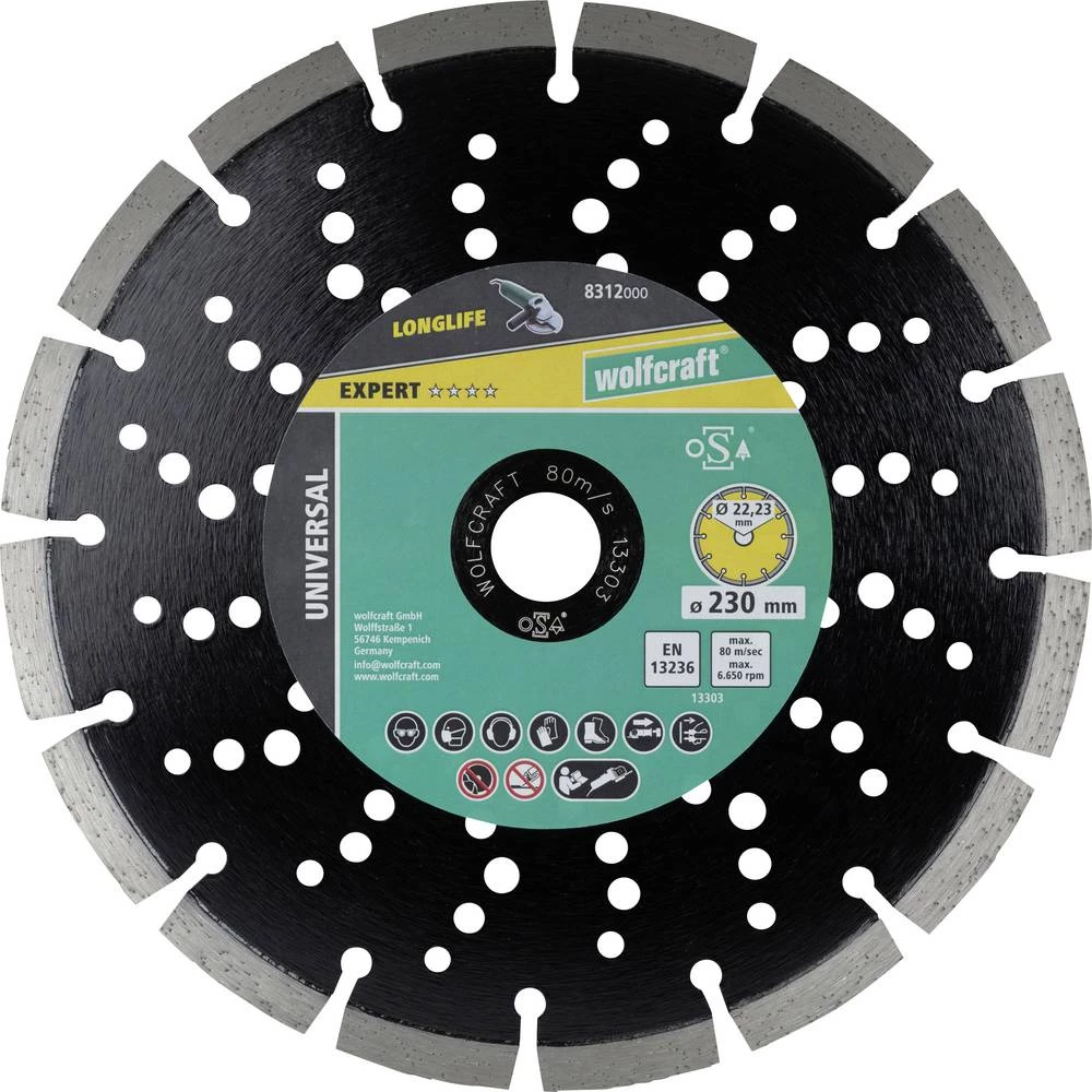 Wolfcraft 8312000 dijamantna rezna ploča 230 mm 1 kom. beton, klinker, prirodni kamen, plavac, pješčano-vapnena cigla slika