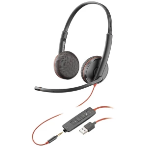 POLY Blackwire C3220 računalo On Ear Headset žičani stereo crna poništavanje buke slušalice s mikrofonom, kontrola glasnoće, utišavanje mikrofona slika