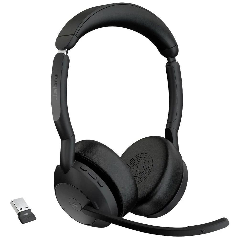 Jabra Evolve2 55 MS Stereo računalo On Ear Headset Bluetooth® stereo crna poništavanje buke, smanjivanje šuma mikrofona slika