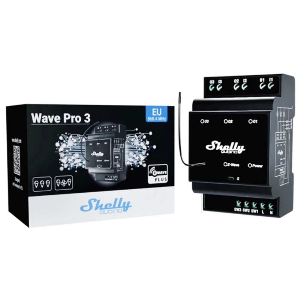 Shelly Shelly Wave PRO 3 relej za DIN-letvu Z-Wave slika