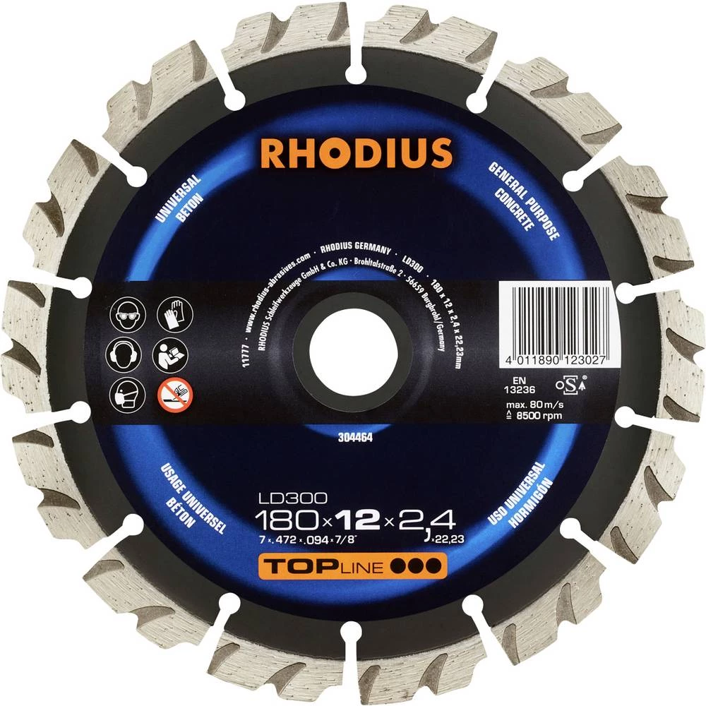 Rhodius 304464 dijamantna rezna ploča 180 mm 1 St. beton slika