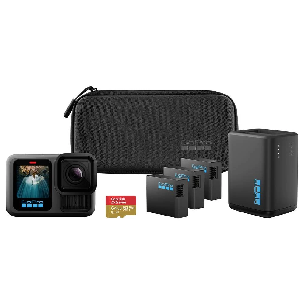 GoPro HERO13 POWER BUNDLE akcijska kamera 5.3K, 4K, 2.7k, Full-HD, Bluetooth, dvostruki zaslon, zaslon osjetljiv na dodi slika
