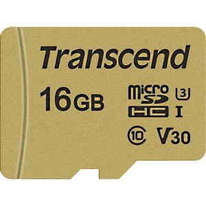 microSDHC kartica 16 GB Transcend Premium 500S Class 10, UHS-I, UHS-Class 3, v30 Video Speed Class Uklj. SD-adapter slika