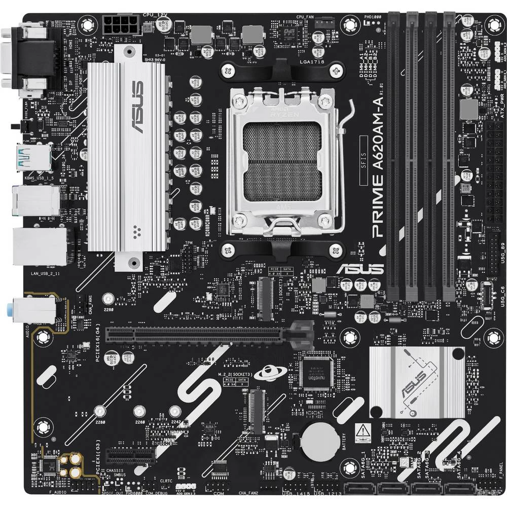Asus Prime A620AM-A-CSM matična ploča Baza AMD AM5 Faktor oblika (detalji) Micro-ATX Set čipova matične ploče AMD® slika