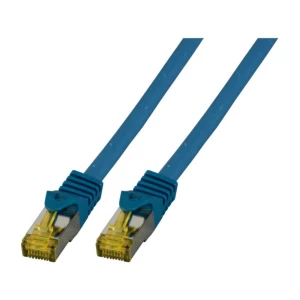 LAN (RJ45) Mreža Priključni kabel CAT 6a (sirovi kabel CAT 7) S/FTP 5 m Plava boja Vatrostalan, Bez halogena, sa zaštitom za nos slika