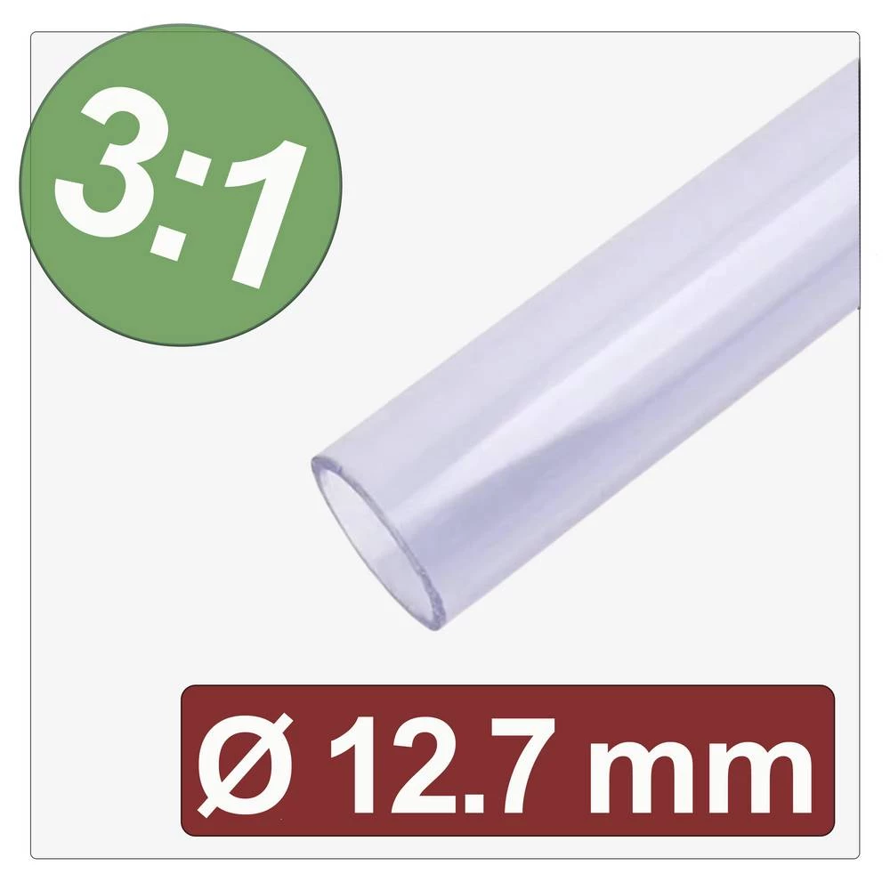 Quadrios 25CA645 skupljajuća cijev s ljepilomi prozirna 12.7 mm 4.2 mm Stopa skupljanja:3:1 Roba na metre slika