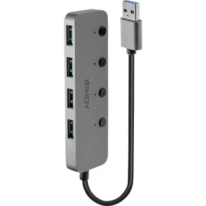 LINDY 4 Port USB 3.0 Hub mit Ein-/Ausschaltern 4 ulaza USB 3.0-hub pojedinačno prebacivanje siva slika