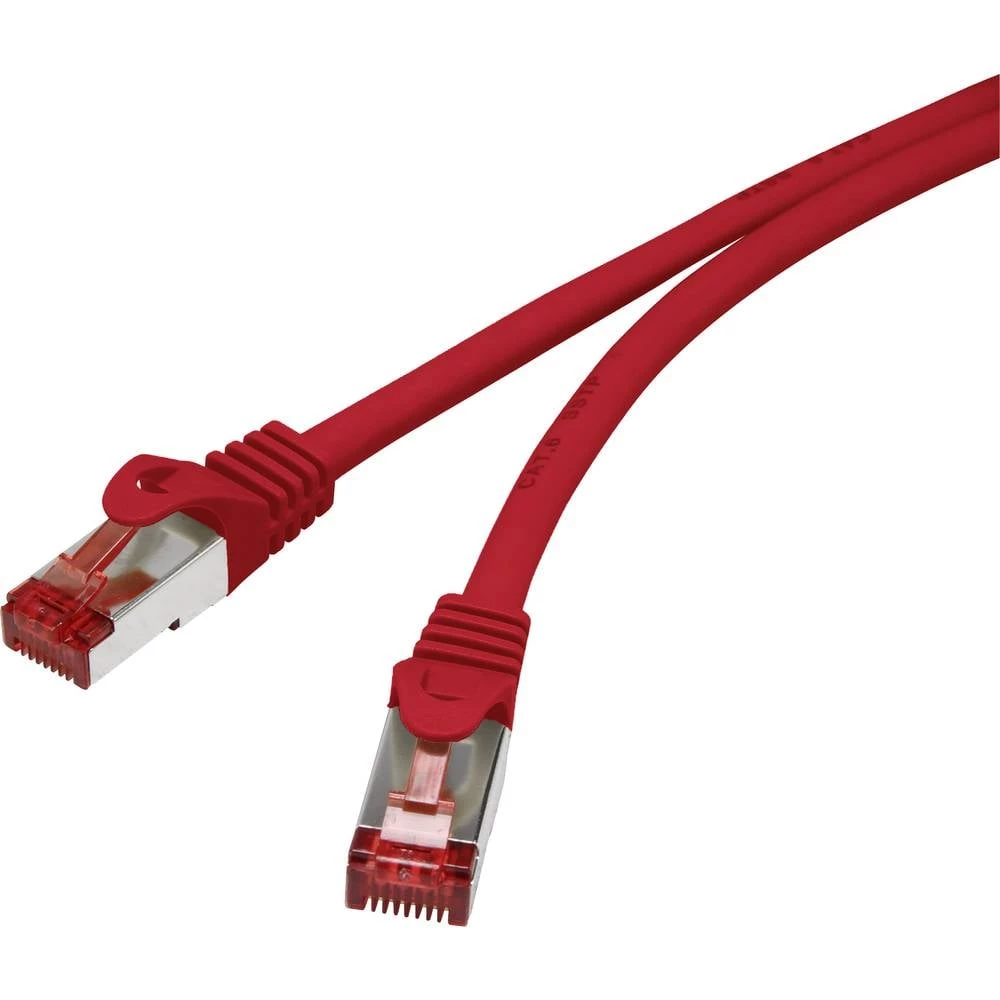 Renkforce RF-5251926 RJ45 mrežni kabel, Patch kabel CAT 6 S/FTP 0.15 m crvena sa zaštitom za nosić, pozlaćeni kontakti, slika