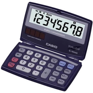 Casio SL-100VER džepni kalkulator plava boja Zaslon (broj mjesta): 8 solarno napajanje, baterijski pogon (Š x V x D) 91 x 9.4 x 110.5 mm slika