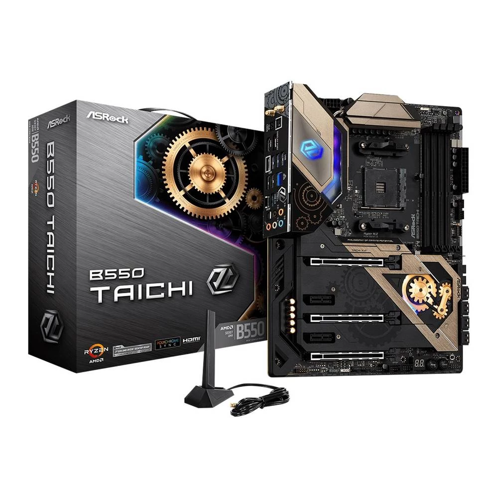 Asrock B550 Taichi, AMD, Socket AM4, 3. Gen AMD Ryzen™ 3, 3. Gen AMD Ryzen™ 5, 3. Gen AMD Ryzen™ 7, 3...., Socket AM4, DDR4-SDRAM, 128GB ASRock B550 Taichi matična ploča Baza AMD AM4 Faktor oblika ... slika