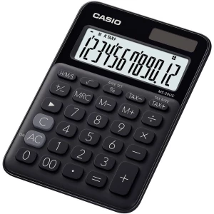Casio MS-20UC-BK stolni kalkulator crna Zaslon (broj mjesta): 12 solarno napajanje, baterijski pogon (Š x V x D) 105 x 23 x 149.5 mm slika