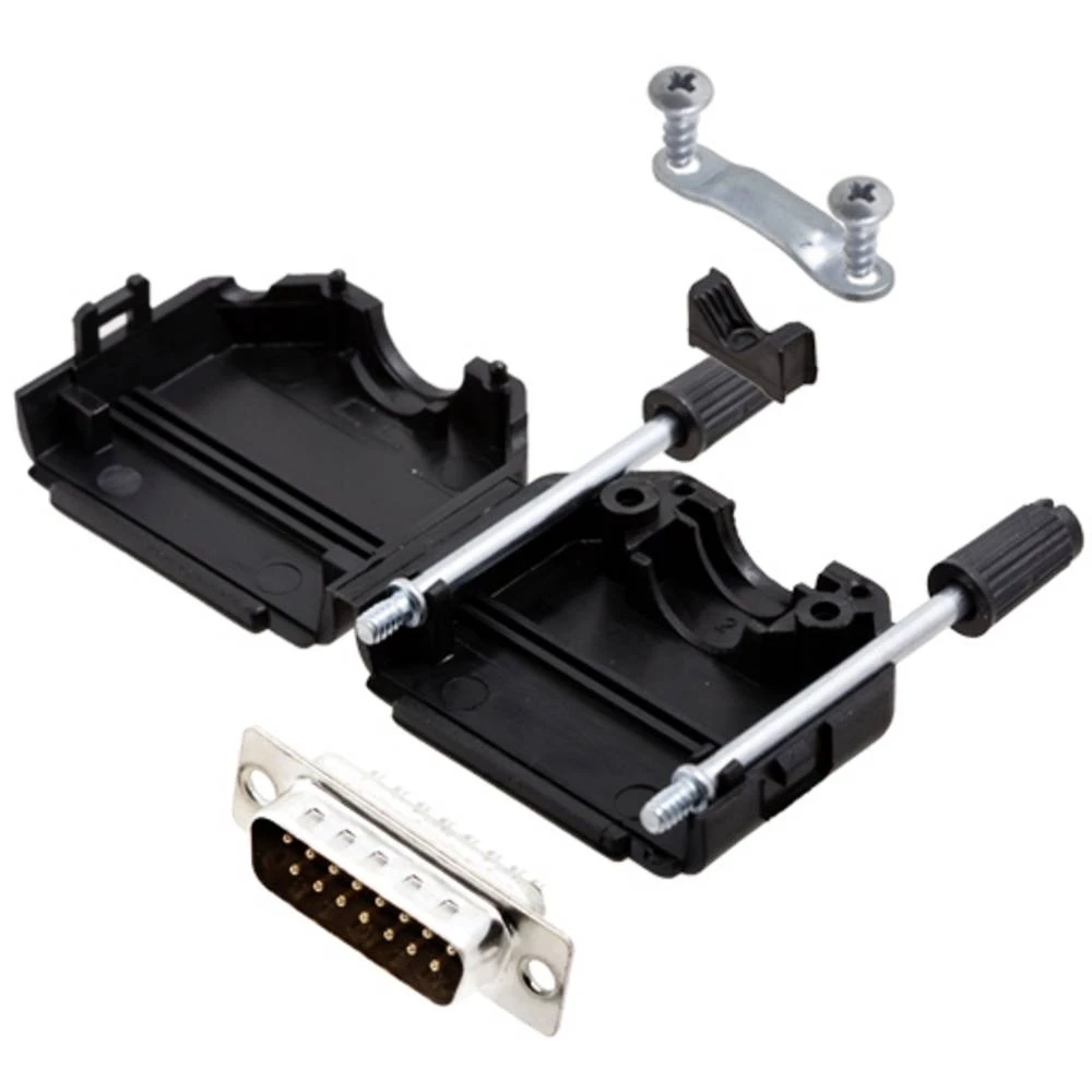 Komplet D-SUB pinskih konektora 180 ° Broj polova: 15 Lemni kup TRU COMPONENTS TCDPPK15BKDMPK 1 ST slika