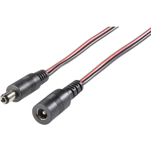 TRU COMPONENTS Niskonaponski produžni kabel Niskonaponski adapter-Niskonaponski konektor 5.5 mm 2.1 mm 5.5 mm 2.1 mm 3 m 100 ST slika