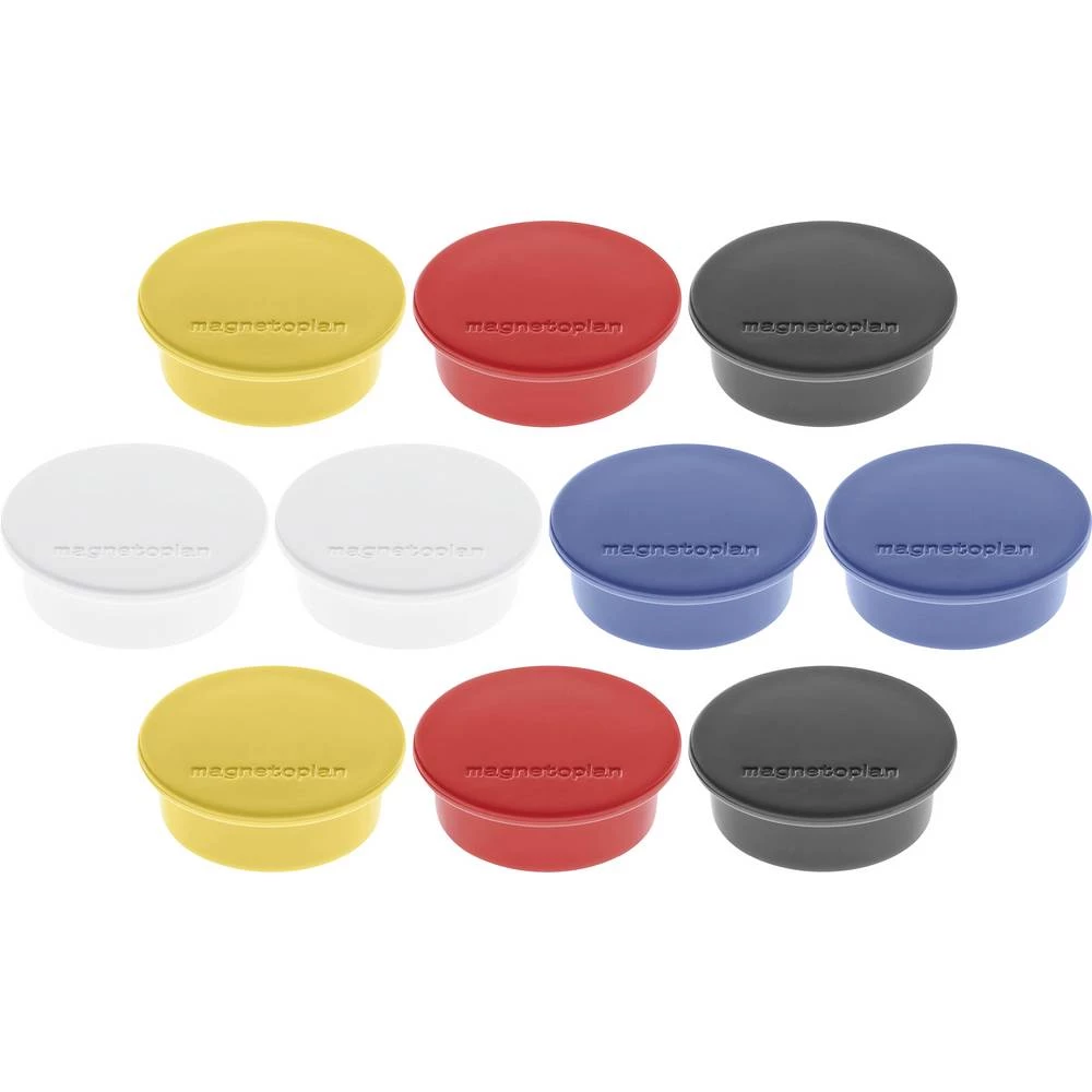 magnetoplan magnet (Ø x V) 40 mm x 13 mm okrugli bijela, žuta, crvena, crna, plava boja 10 kom. 1662010 slika