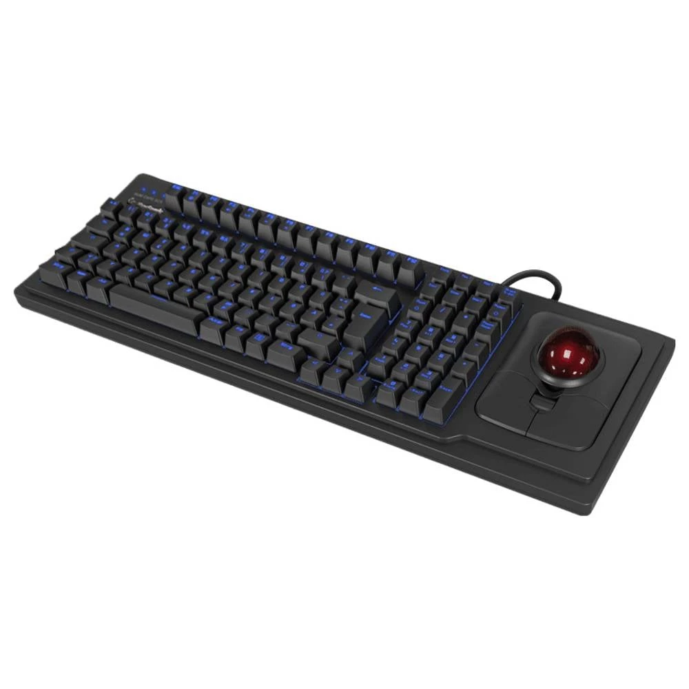 Keysonic KSK-8202ELU-T (DE) žičani tipkovnica njemačka, qwertz crna s Trackball, osvjetljen slika