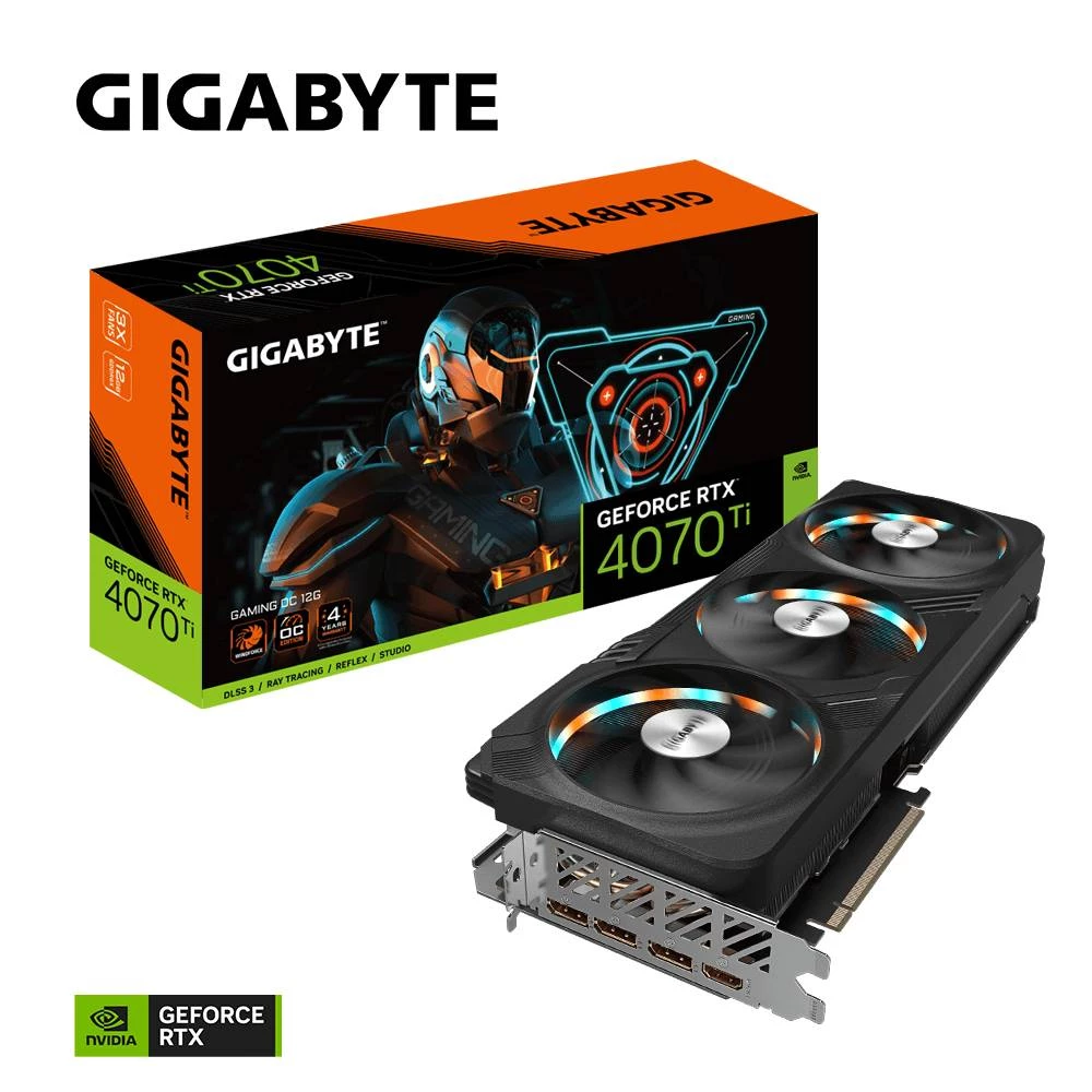 Gigabyte GeForce RTX 4070 Ti GAMING OC 12G, GeForce RTX 4070 Ti, 12GB, GDDR6X, 192-bit, 7680x4320 piksela, PCI Express 4.0 Gigabyte grafička kartica  RTX 4070 Ti  12 GB    PCIe 4.0 x4 slika