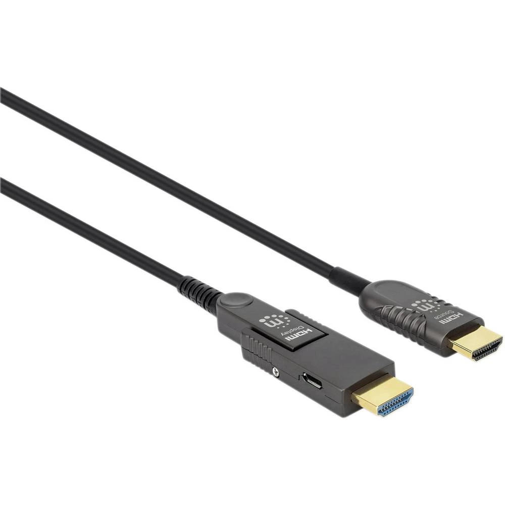 Manhattan HDMI priključni kabel HDMI A utikač, HDMI Micro D utikač 50 m crna 355537 4K UHD HDMI kabel slika