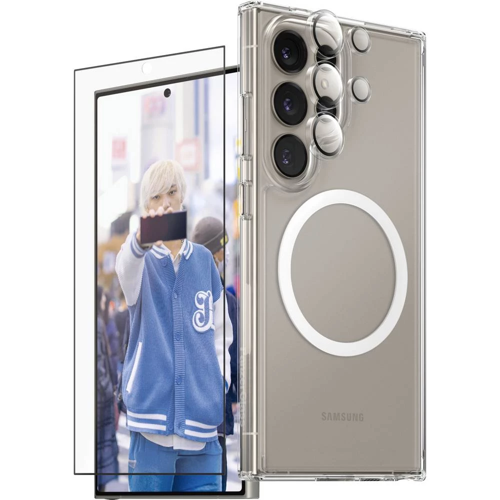 PanzerGlass CARE Flagship 3-in-1 set torbica + zaštitno staklo Samsung Galaxy S25 Ultra prozirna induktivno punjenje, ot slika