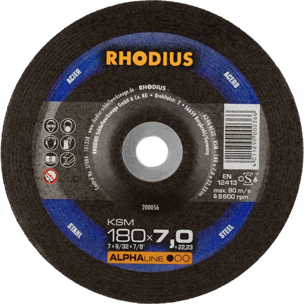 Rhodius 200056 brusna ploča promjer 180 mm Promjer bušotine 22.23 mm čelik 1 St. slika