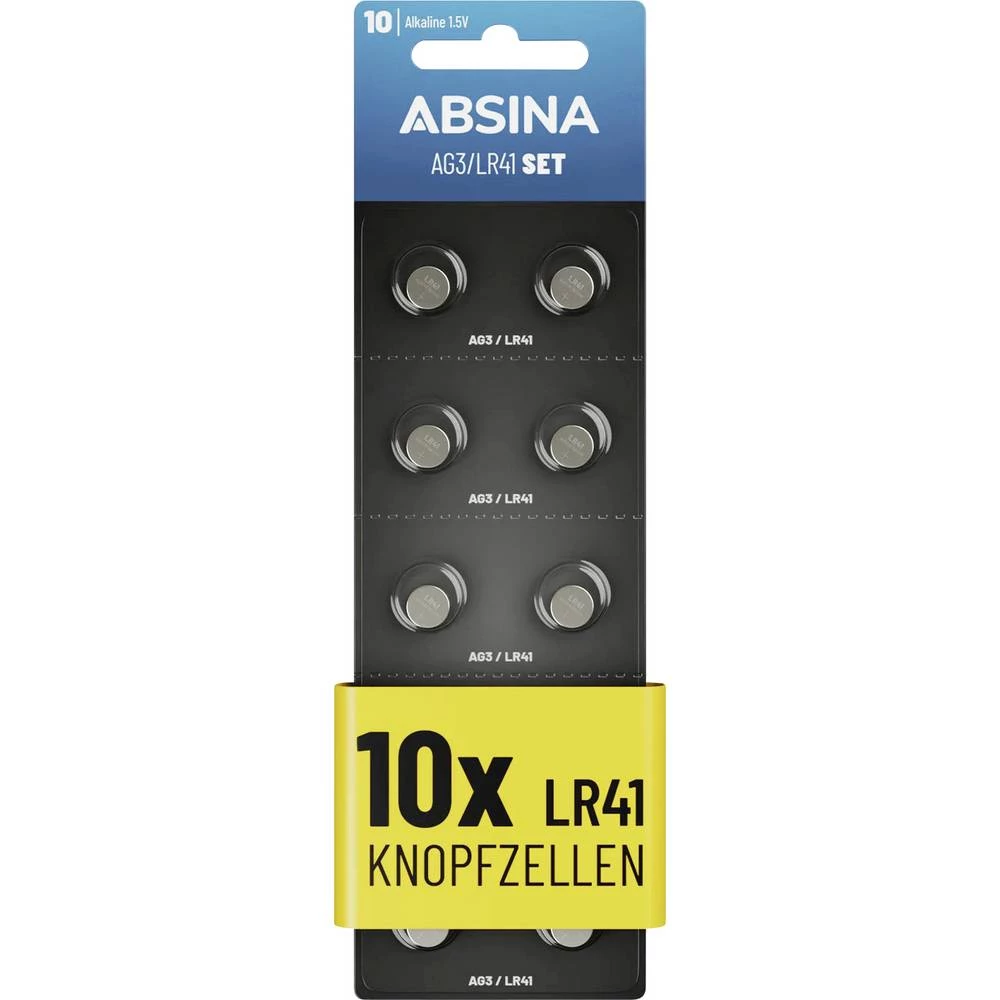 Absina gumbasta baterija AG 3 1.5 V 10 kom. alkalno-manganov slika