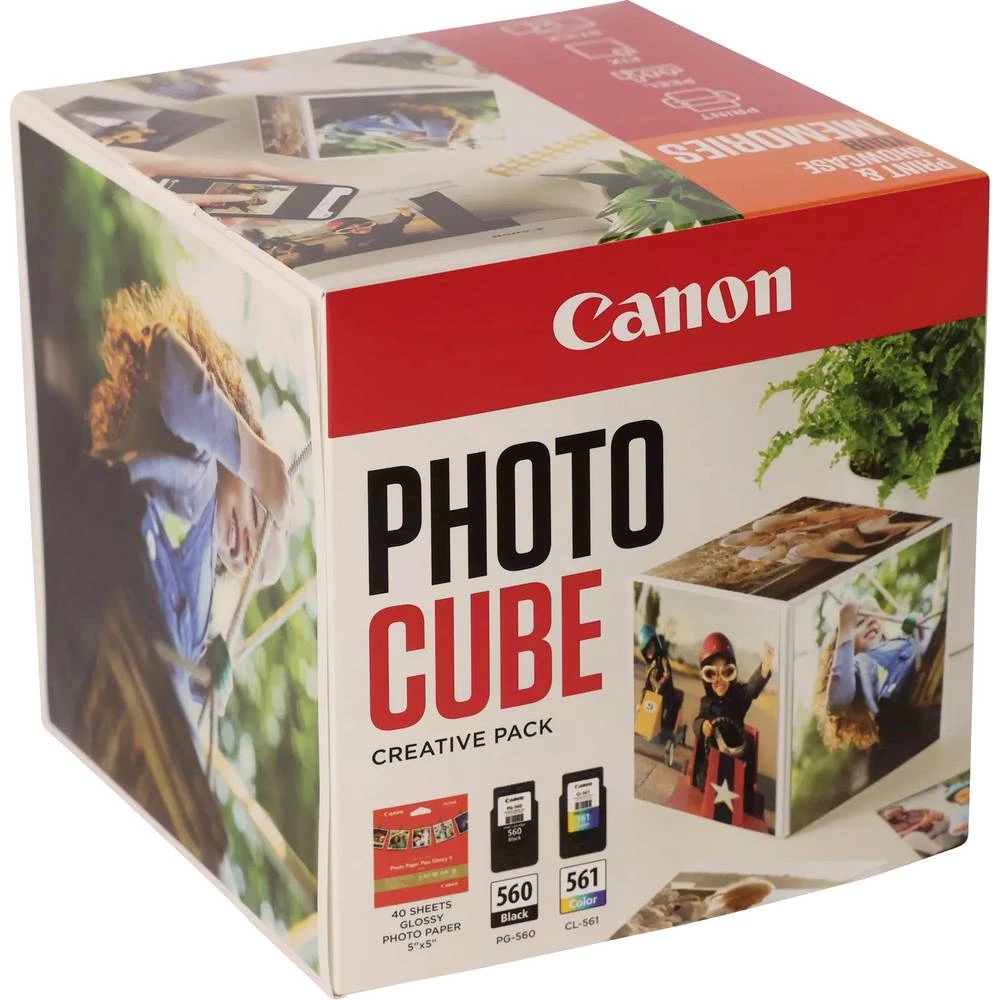 Canon set foto kockica PG-560+CL-561 original kombinirano pakiranje crna, u boji, bijela, fluorescentno ružičasta 3713C0 slika
