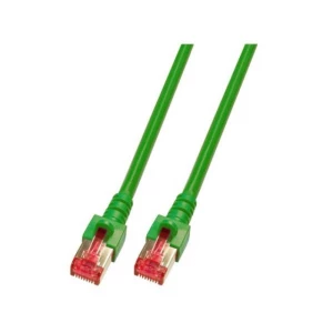 LAN (RJ45) Mreža Priključni kabel CAT 6 S/FTP 15 m Zelena Vatrostalan, Bez halogena, sa zaštitom za nosić, pozlaćeni kontakti EF slika