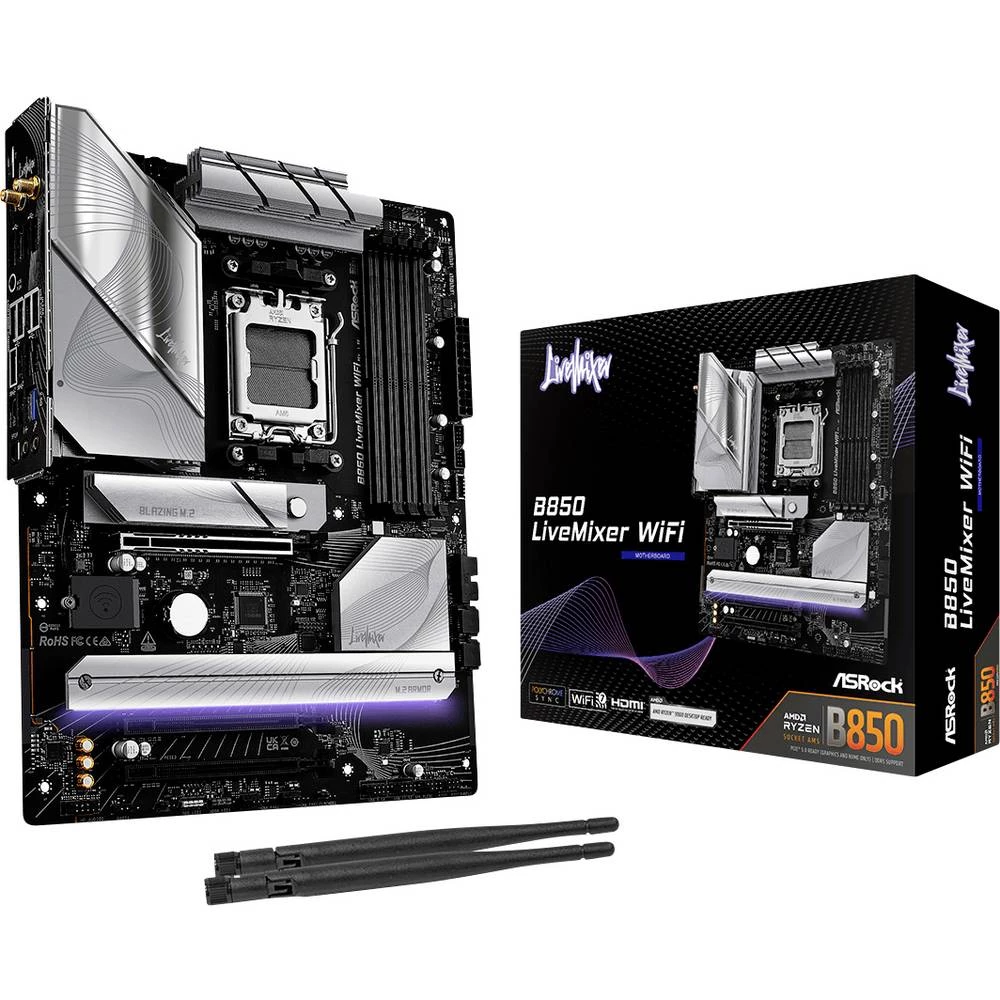 ASRock B850 LiveMixer matična ploča Baza #####AMD AM5 Faktor oblika (detalji) ATX Set čipova matične ploče AMD® B850 slika